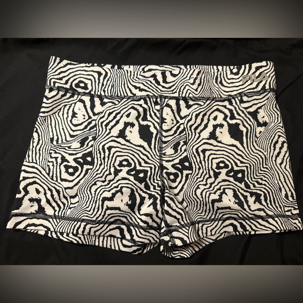 Fila Black and White Patterned Women's Shorts
